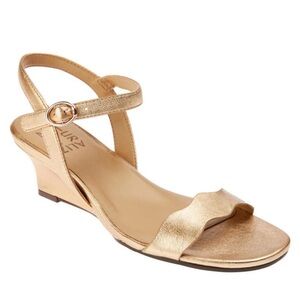 Naturalizer Lacey Ankle Strap Wedge Sandal - Bronze Pearl 7.5M